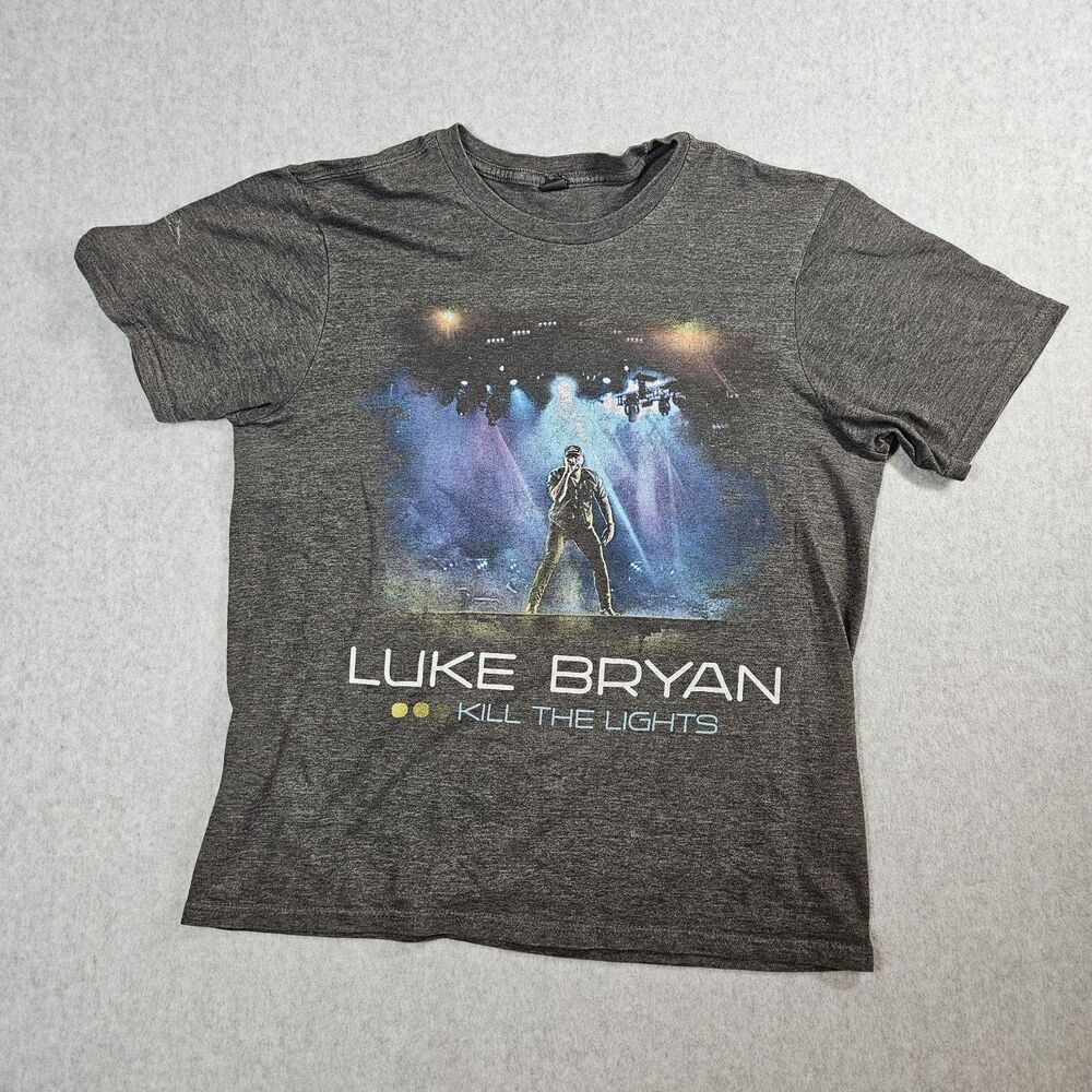 Luke Bryan Kill The Lights Women’s Country Music Gray Small Concert T-Shirt Sz M